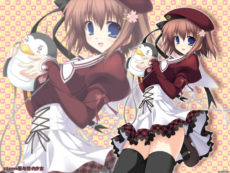 Anime girls with penguins
