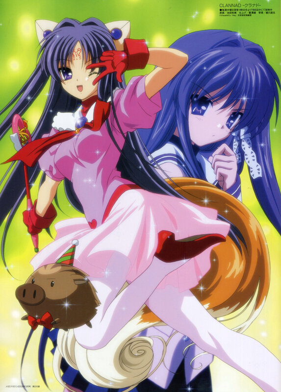 Anime girls with pig plushie