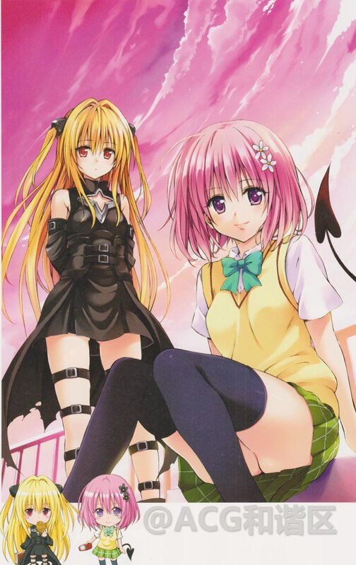 anime girls with pink and yellow hair