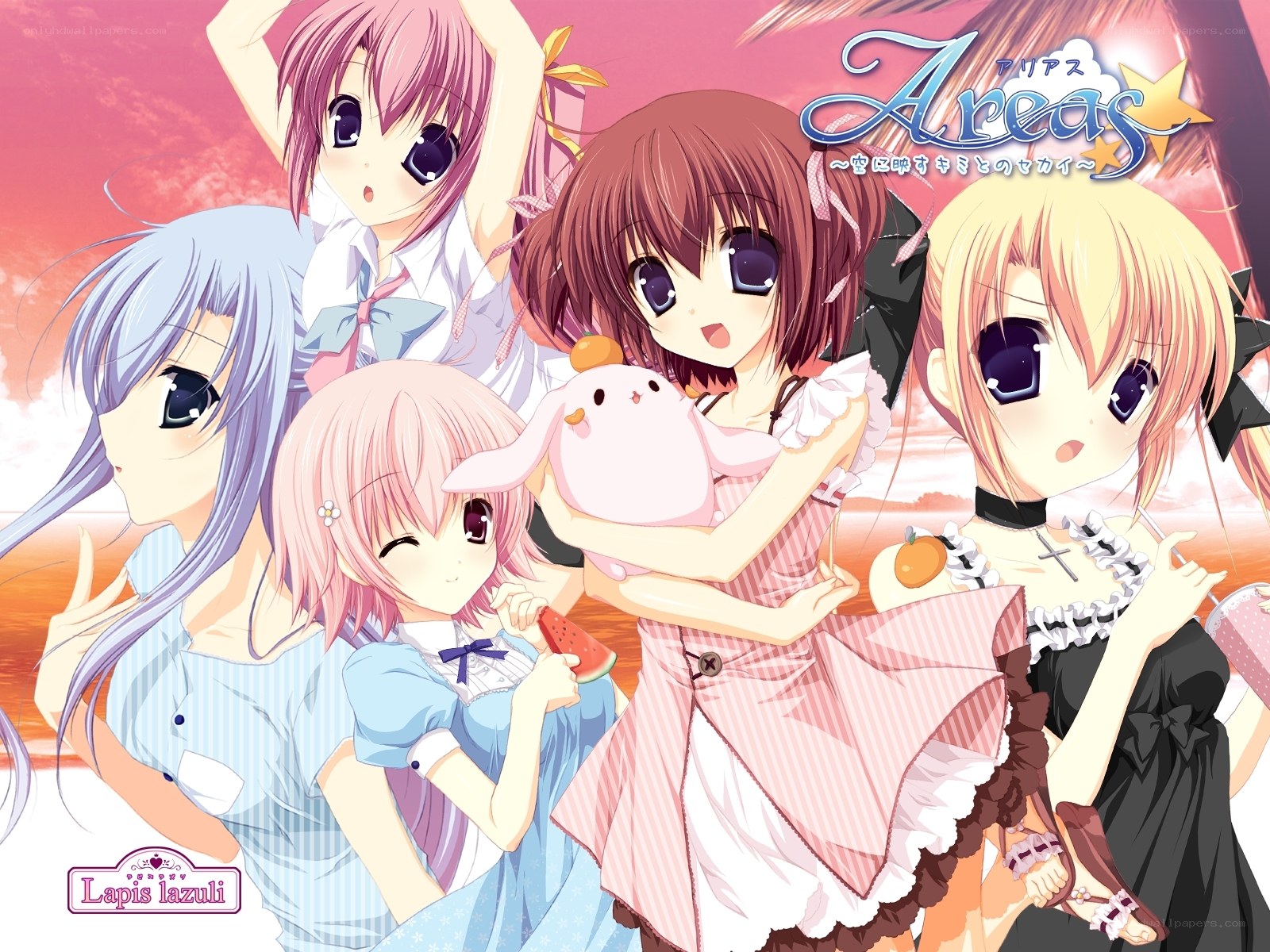 Anime girls with plush toy