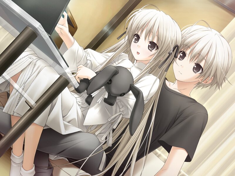 Anime girls with plush toy