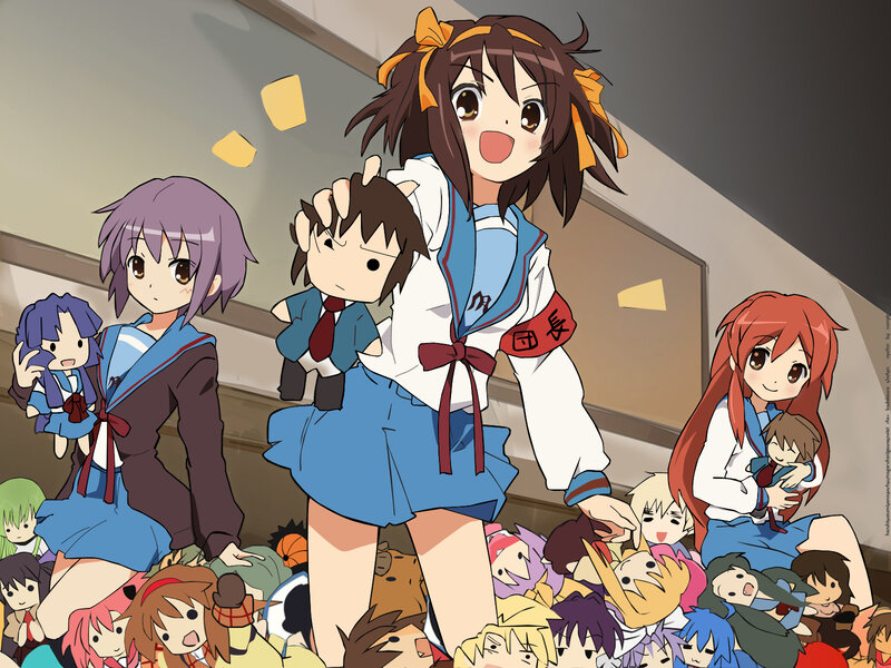 Anime girls with plushies