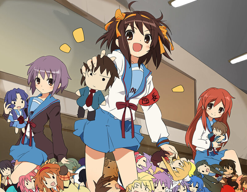 Anime girls with plushies