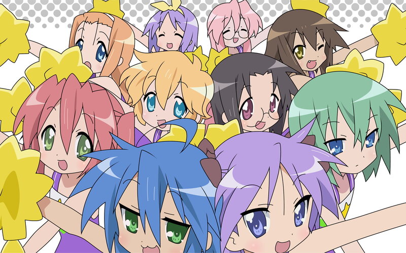 anime girls with pom-poms