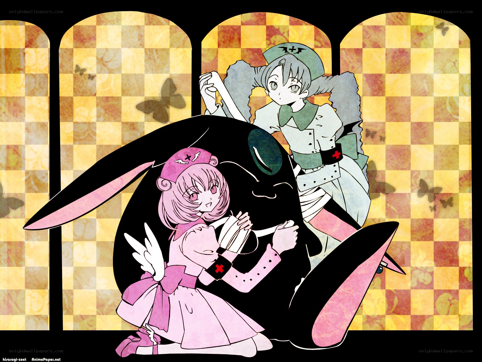 anime girls with rabbit