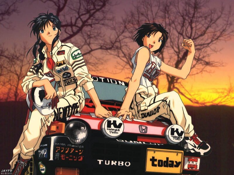 Anime girls with race car