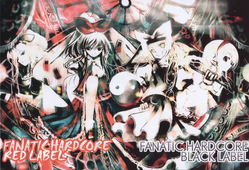 Anime girls with red and black labels