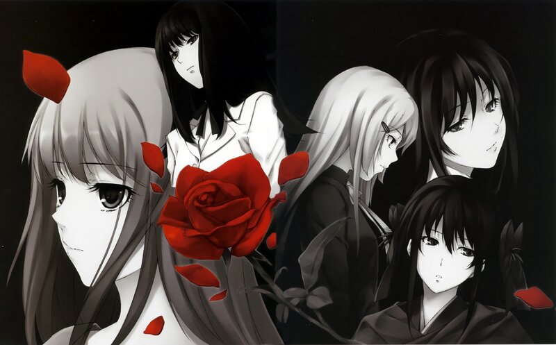 anime girls with red rose