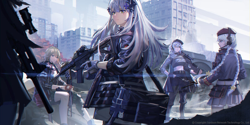 Anime Girls with Rifles — Gray, Dramatic