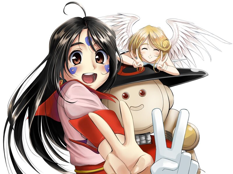 Anime Girls with Robot — Black