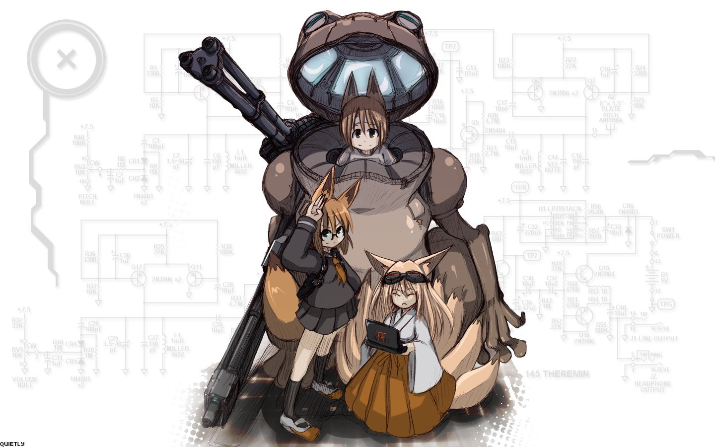anime girls with robot