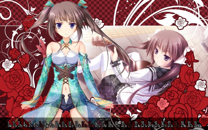 Anime girls with roses