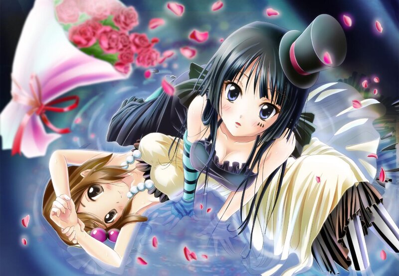 Anime girls with roses