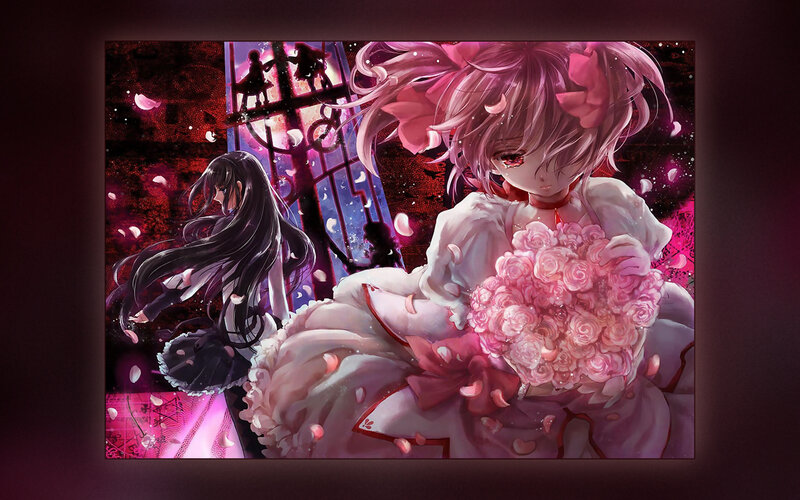 Anime girls with roses