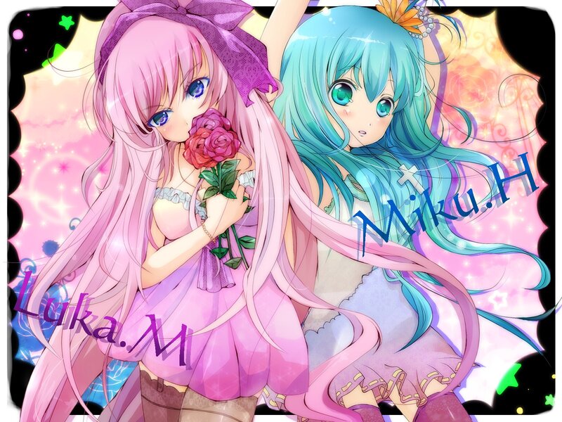 Anime girls with roses