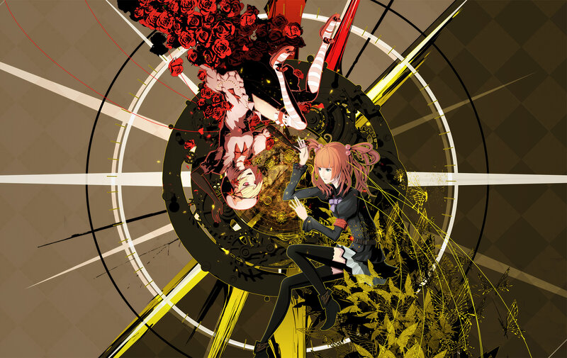 Anime girls with roses and gears