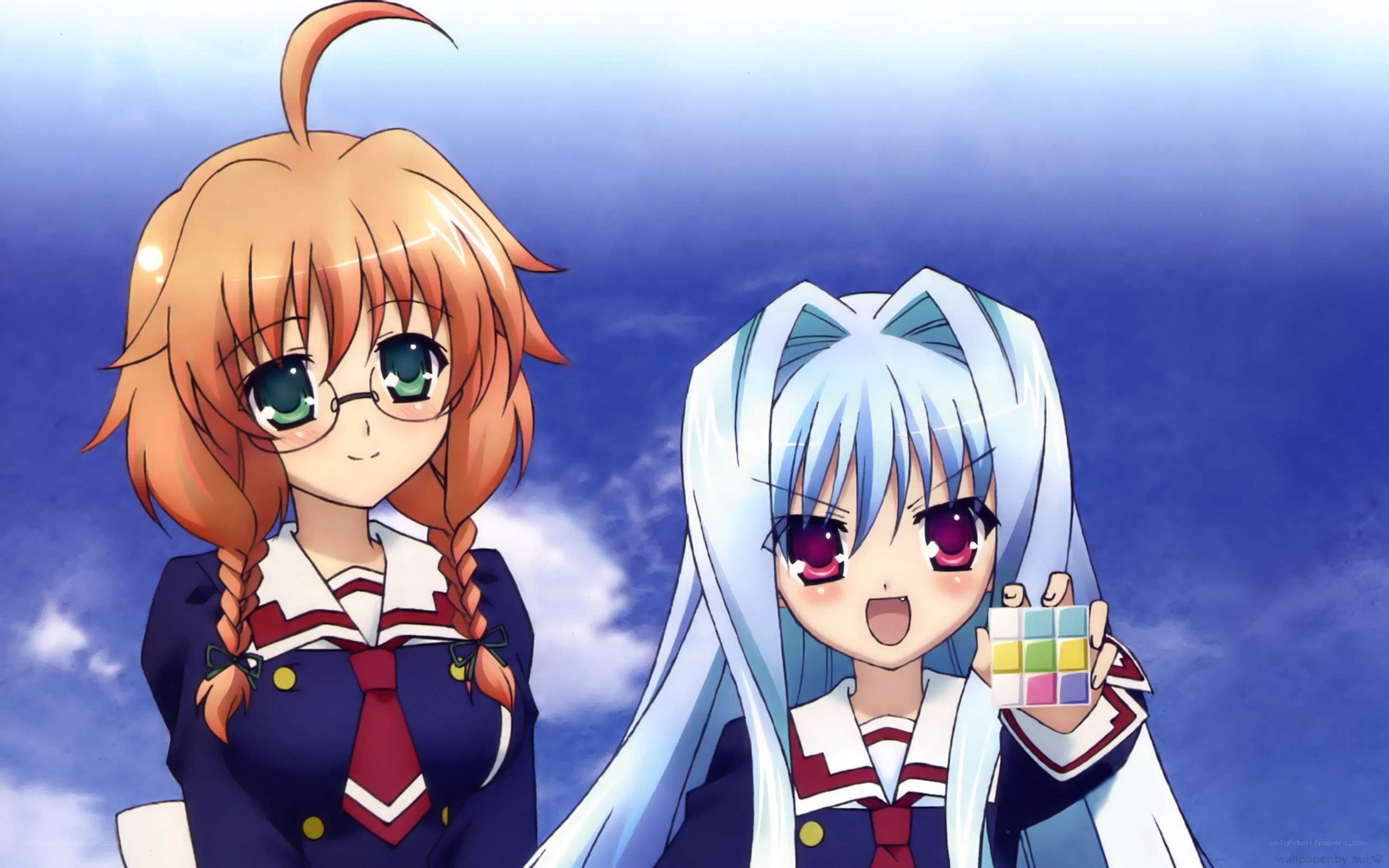 Anime girls with Rubik's cube