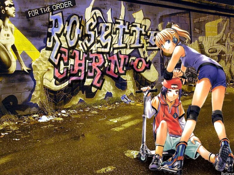 Anime girls with scooters