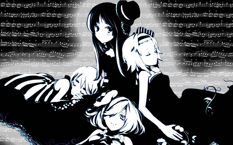 anime girls with sheet music