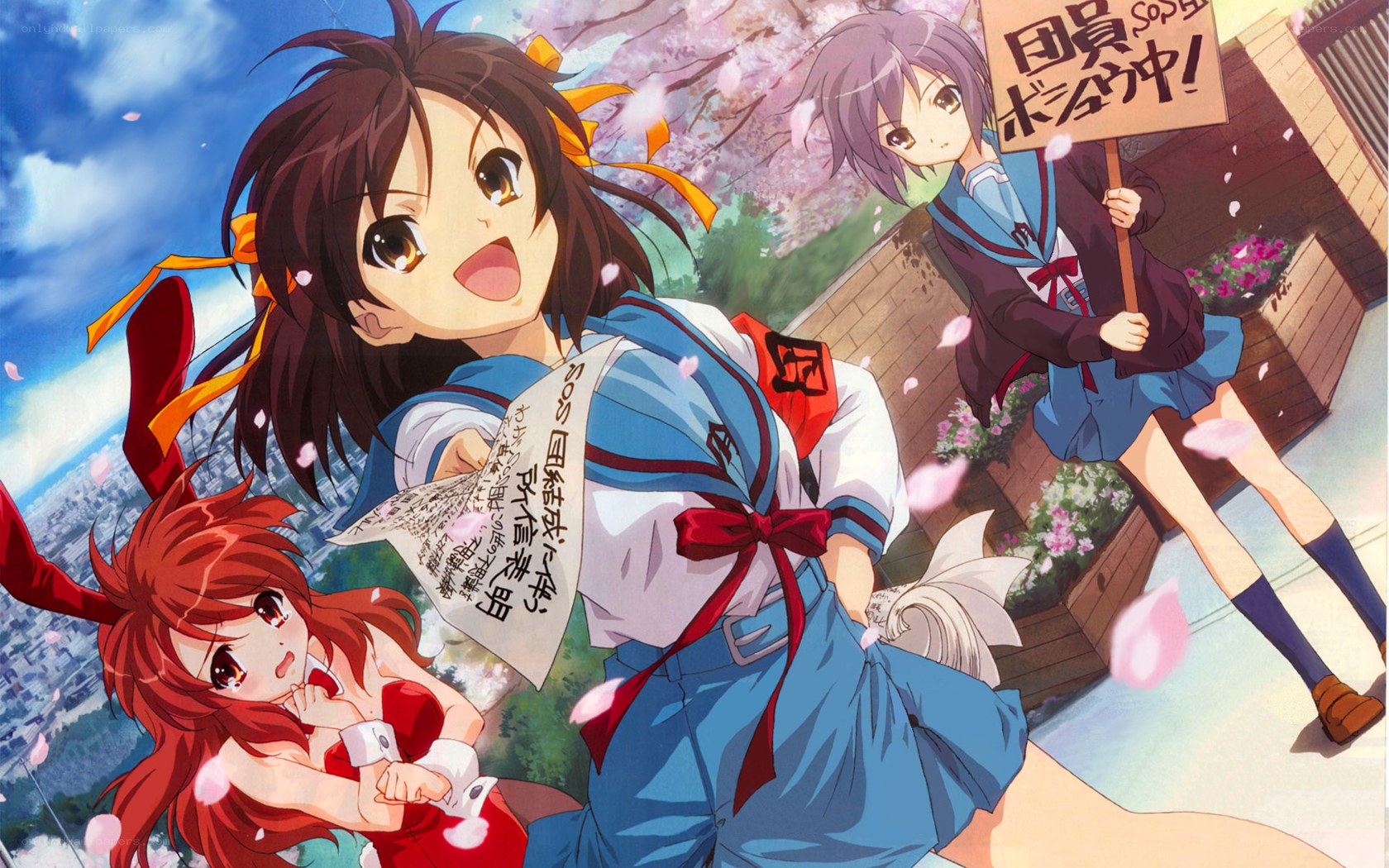 Anime girls with signs