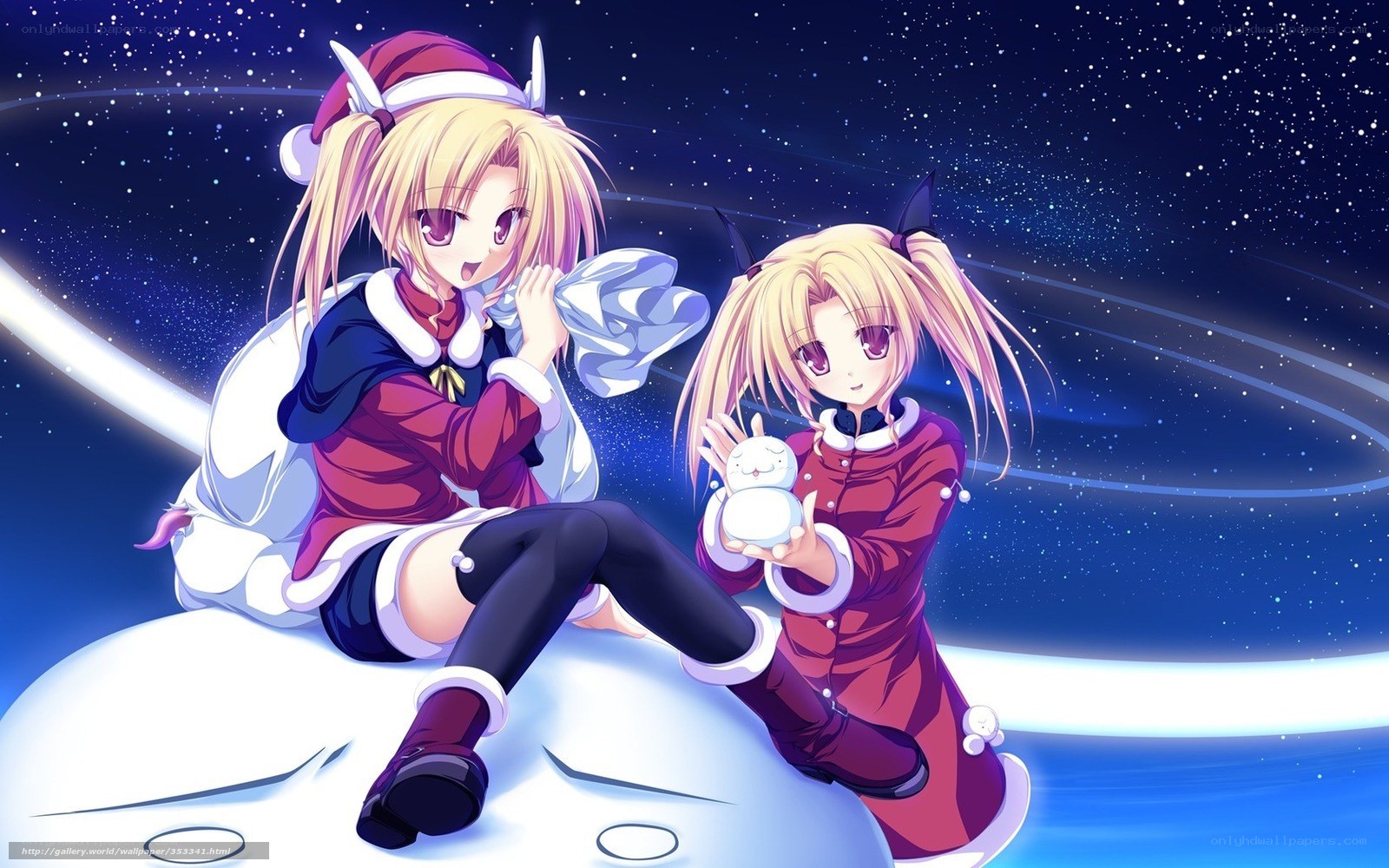 Anime girls with snowman