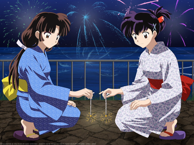Anime girls with sparklers
