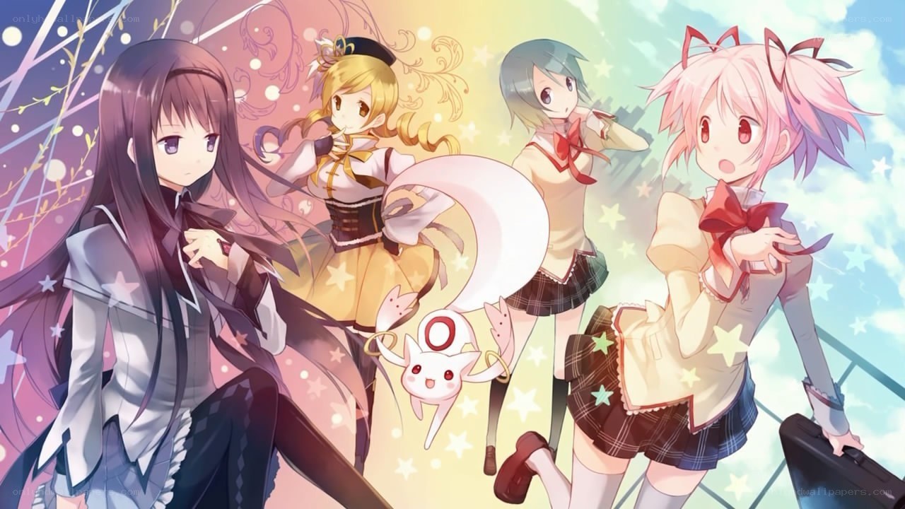 anime girls with starry background