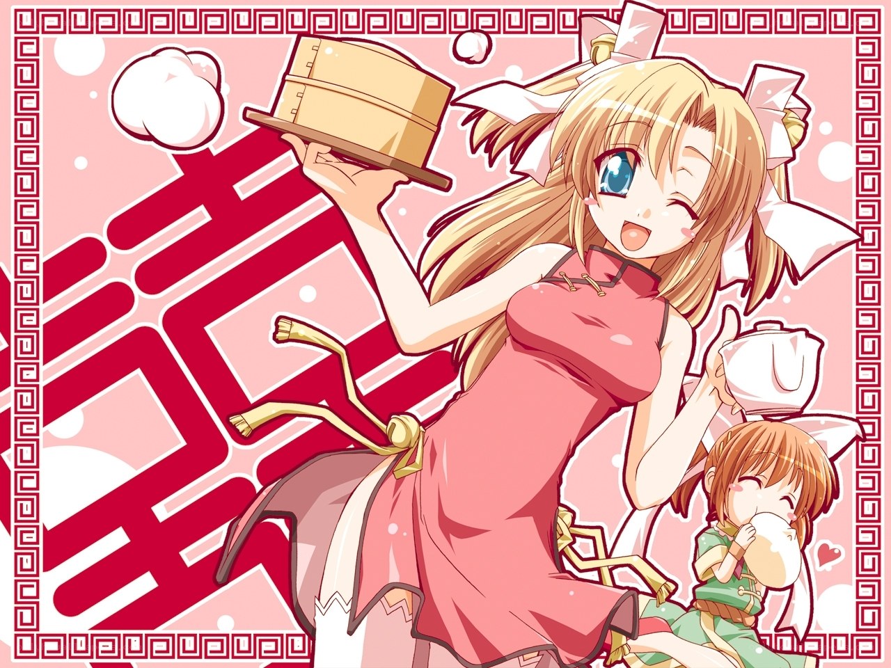 Anime girls with steamed buns