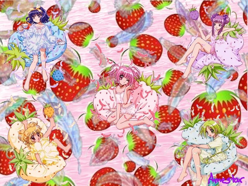 Anime Girls with Strawberries — Pink