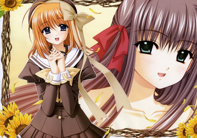 Anime girls with sunflowers