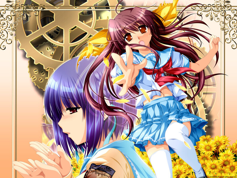 Anime girls with sunflowers