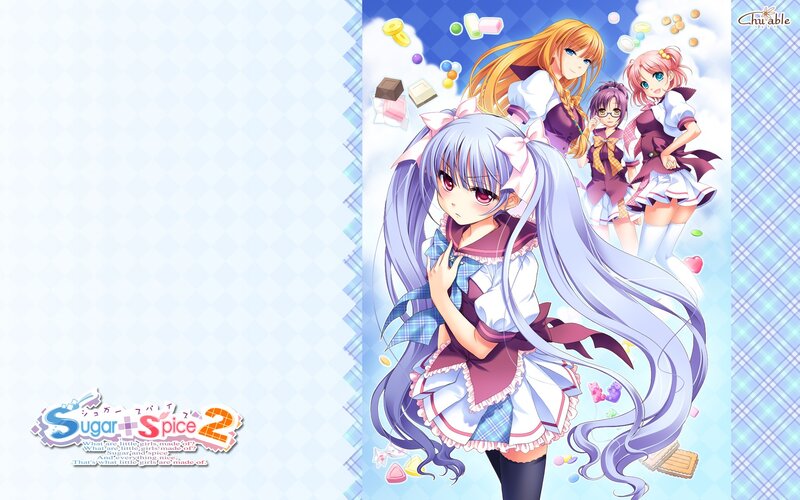 Anime Girls with Sweets — Blue