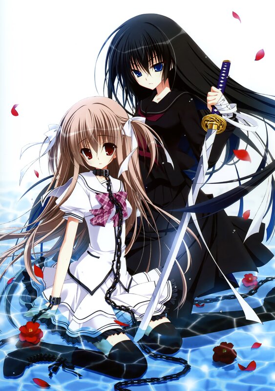Anime girls with swords and chains