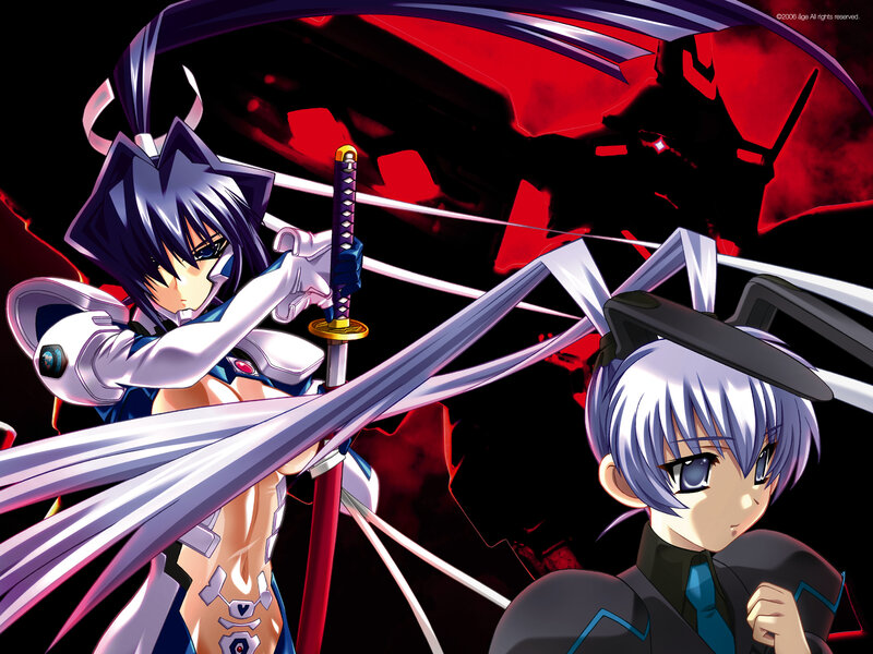 Anime girls with swords in action