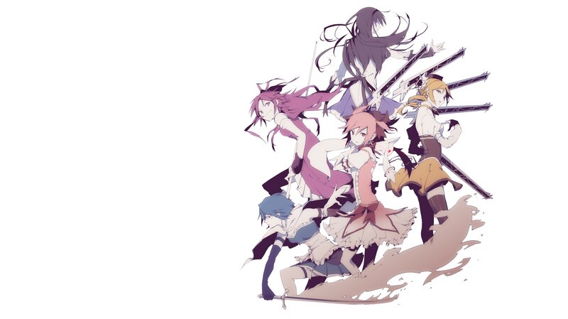 Anime Girls with Swords — White
