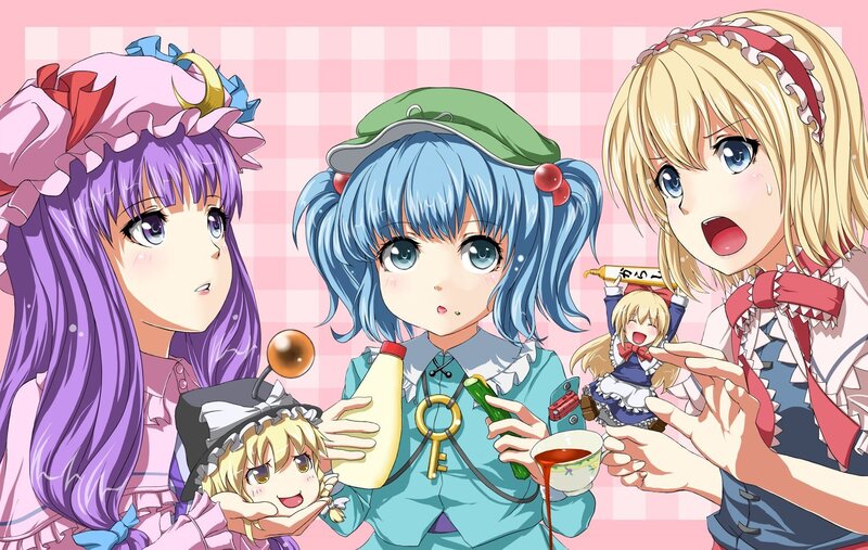 anime girls with tea party
