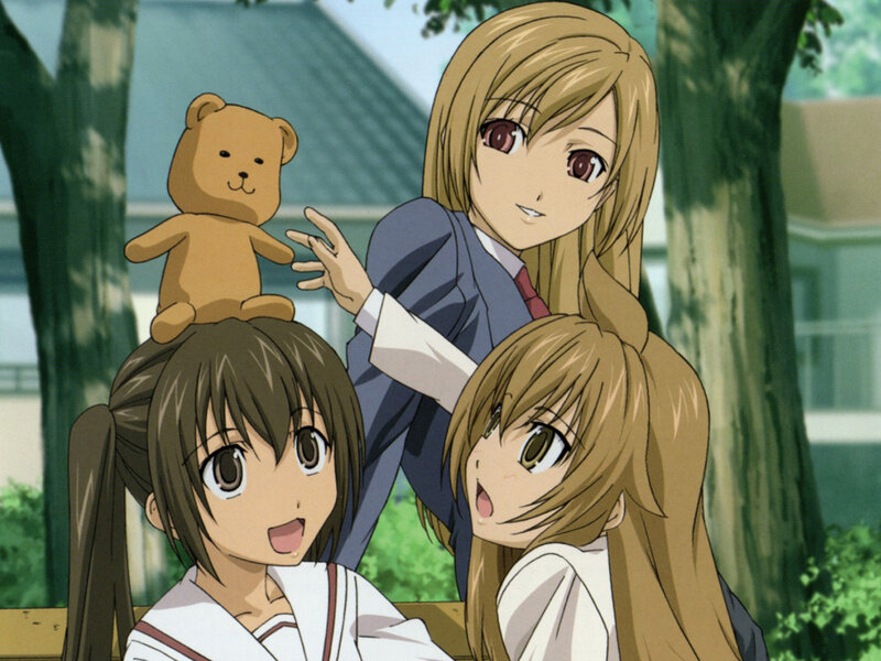 Anime girls with teddy bear