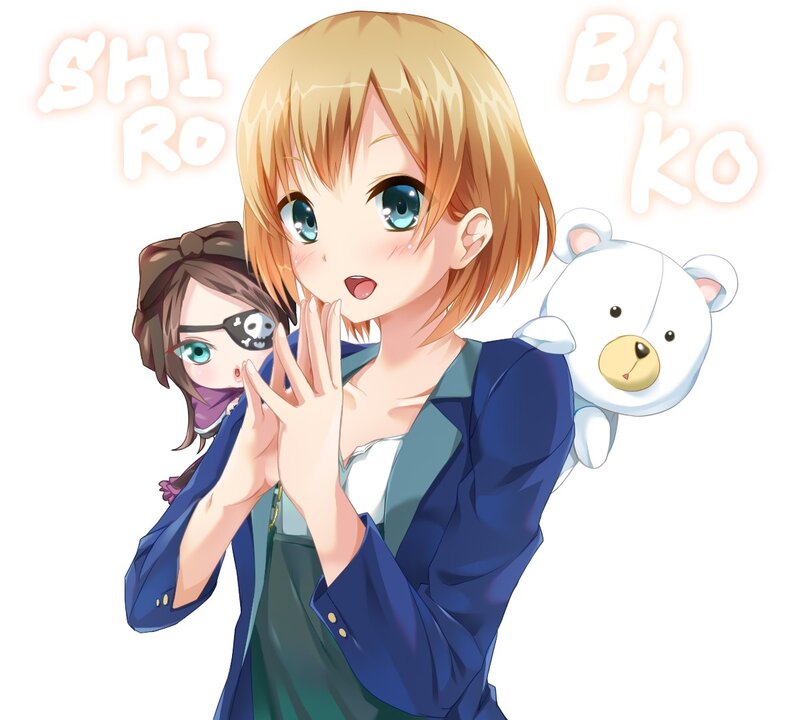 Anime Girls with Teddy Bear — Blue