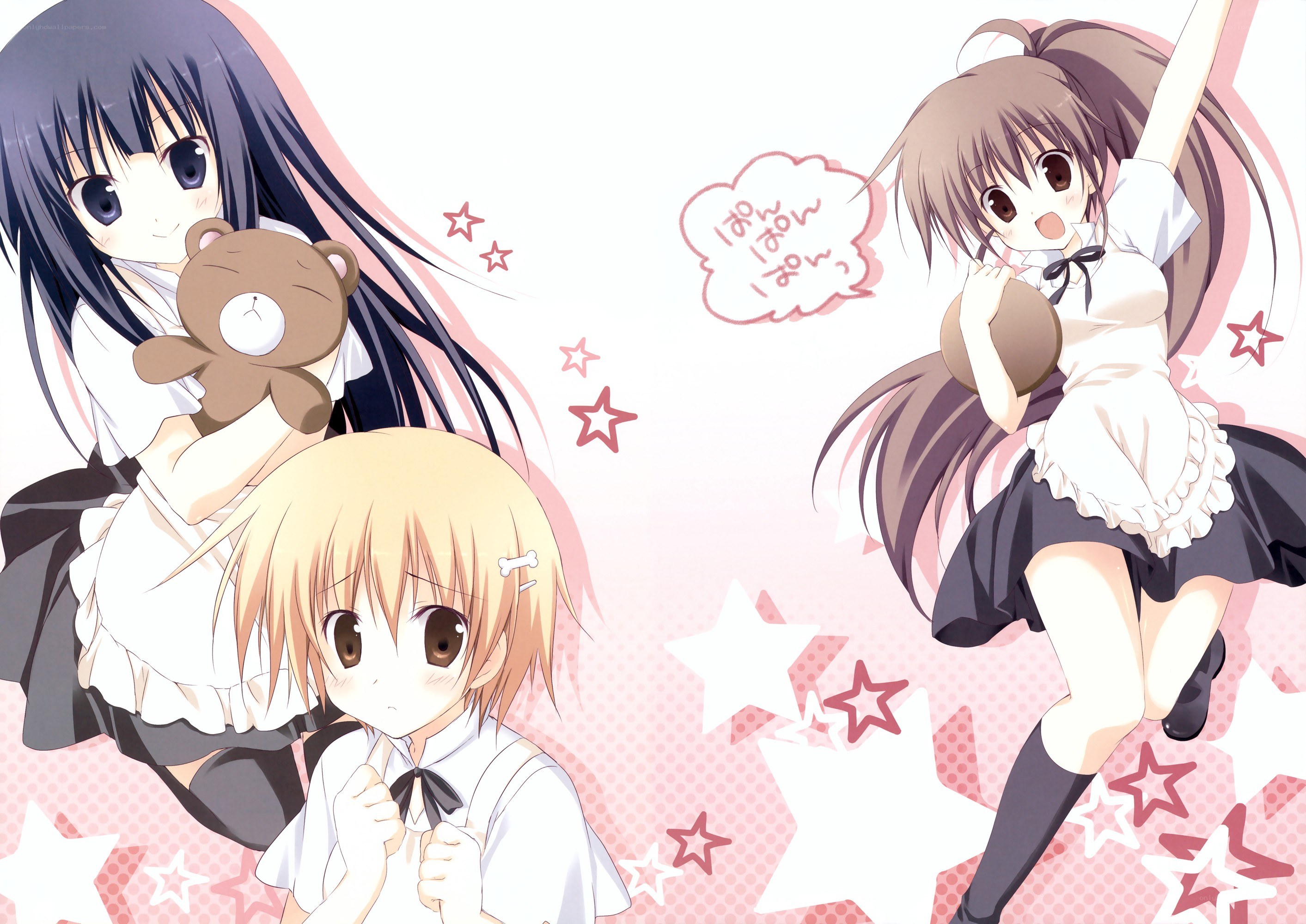anime girls with teddy bears