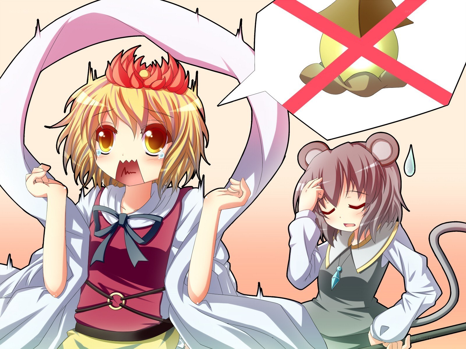 Anime girls with thought bubble