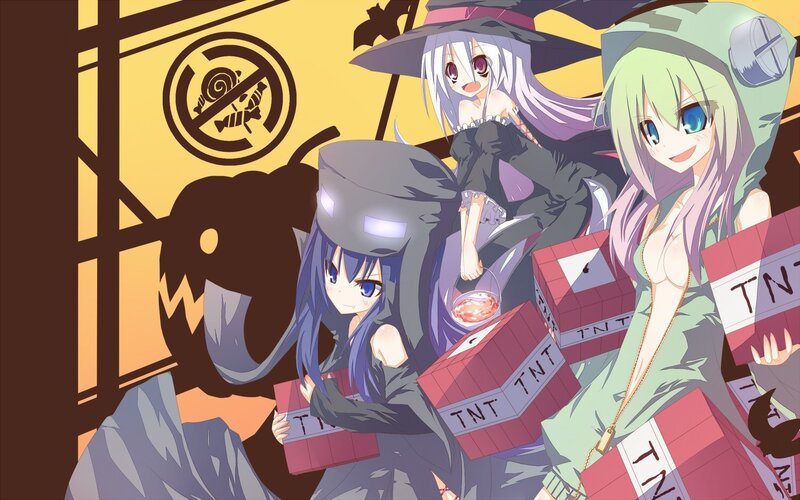 anime girls with TNT boxes