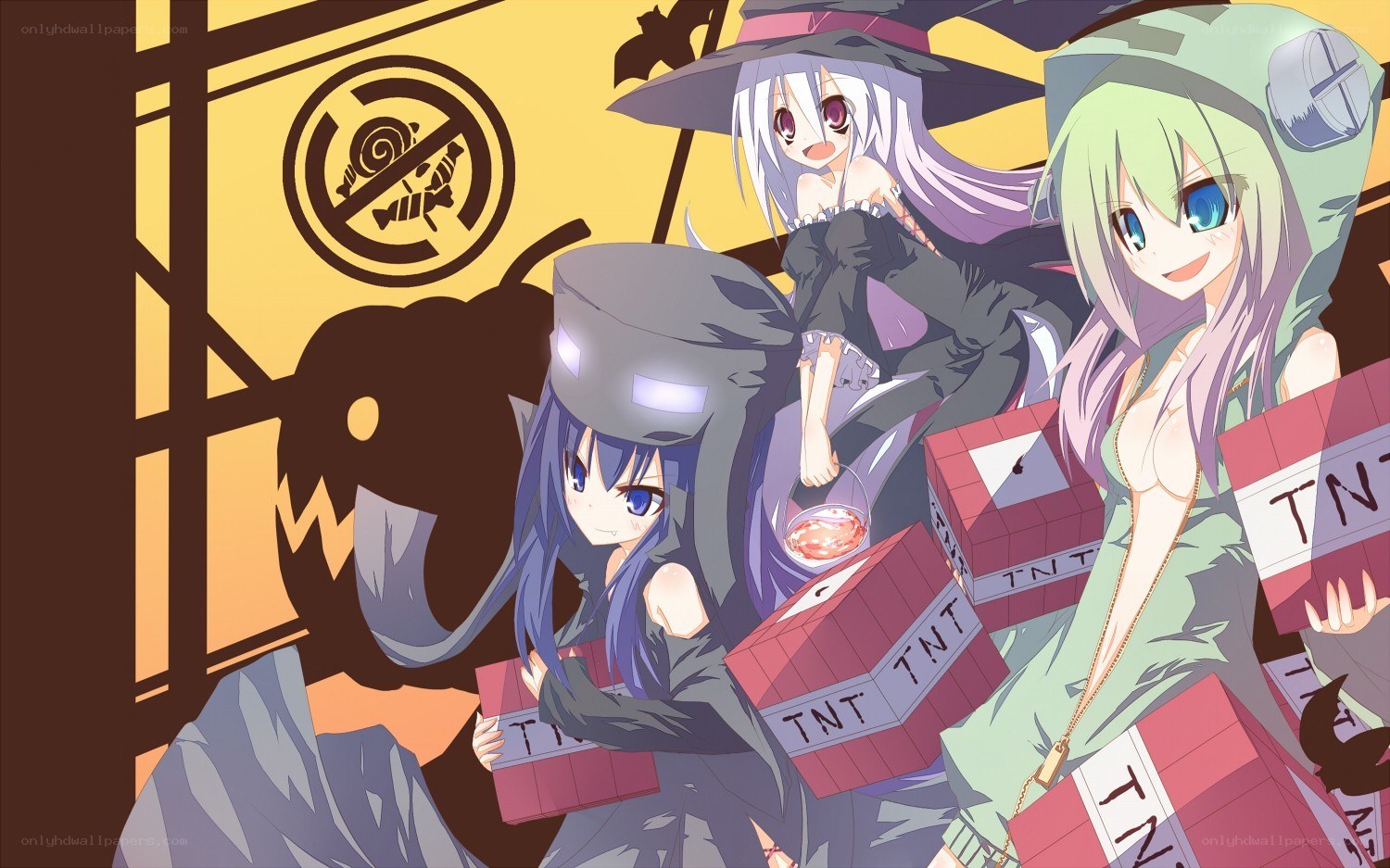 anime girls with TNT boxes