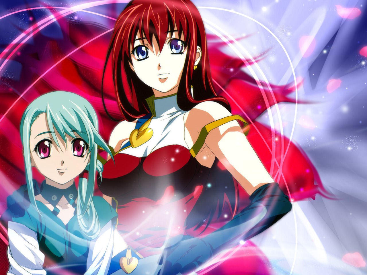 anime girls with vibrant background