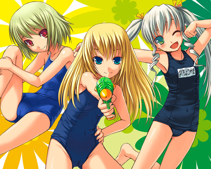 anime girls with water gun