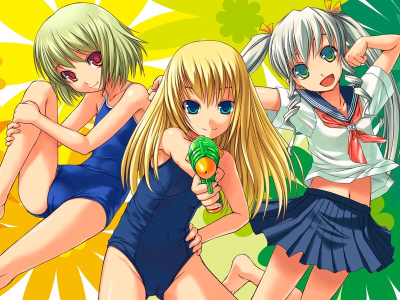 anime girls with water gun