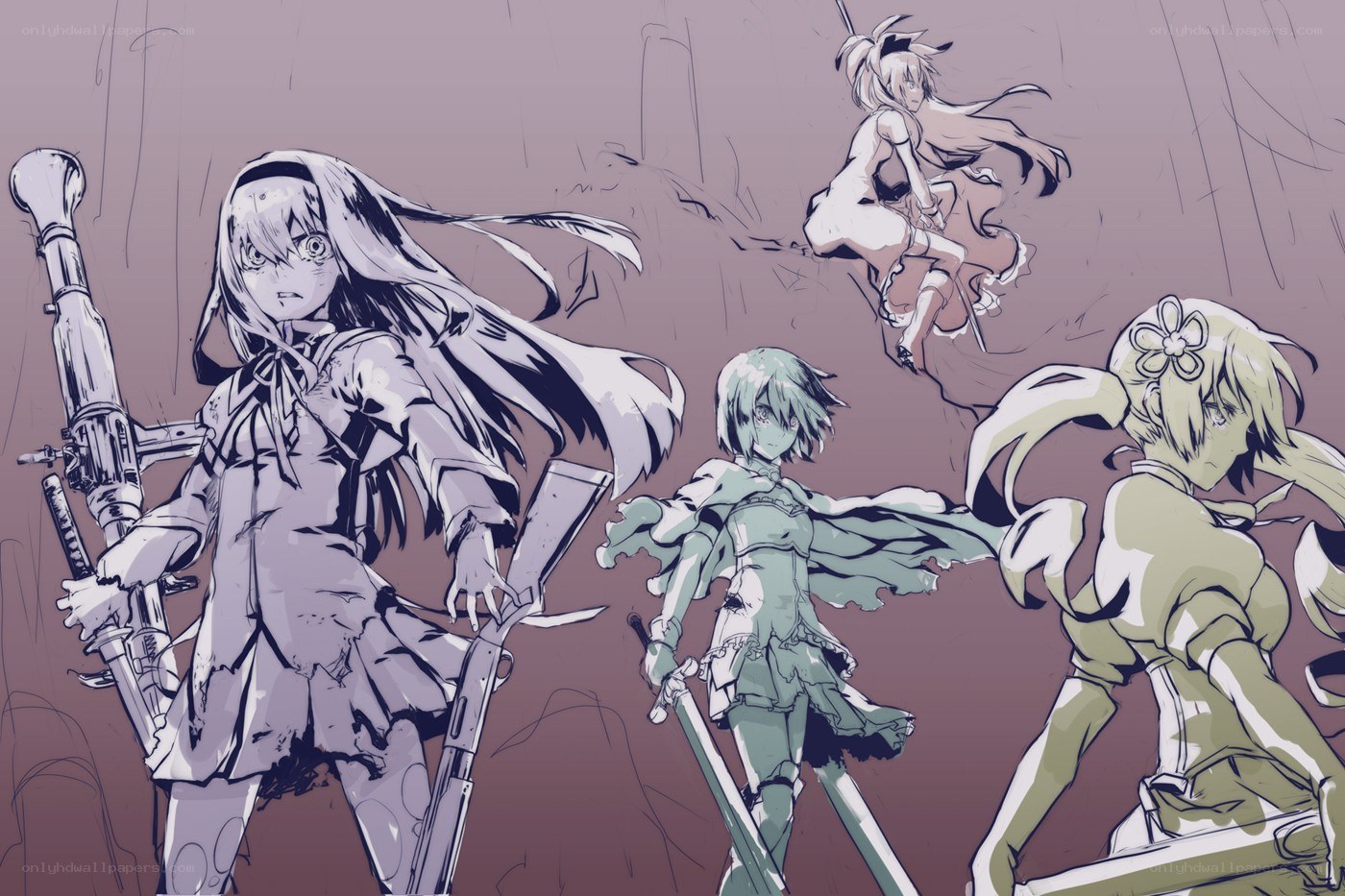 anime girls with weapons