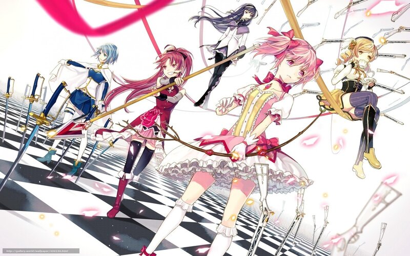 Anime Girls with Weapons — White, Dramatic, Swords