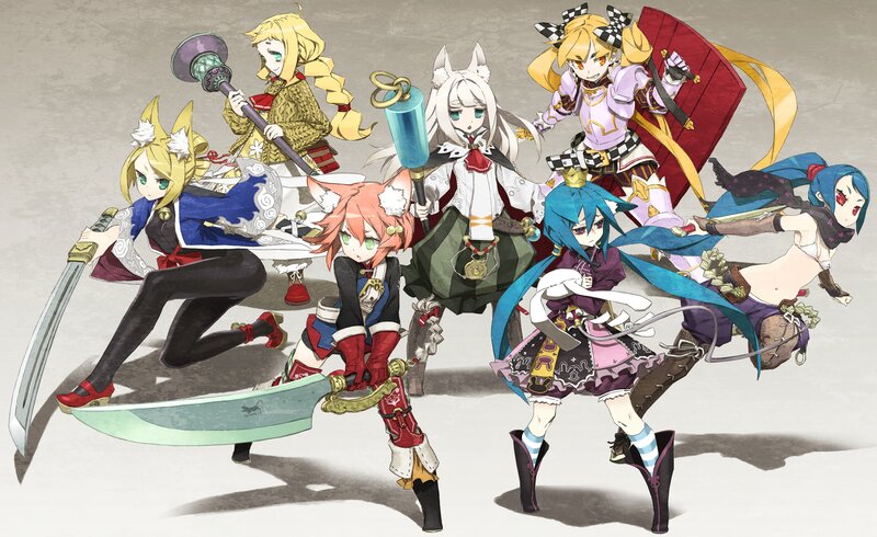 Anime Girls with Weapons — White, Dynamic