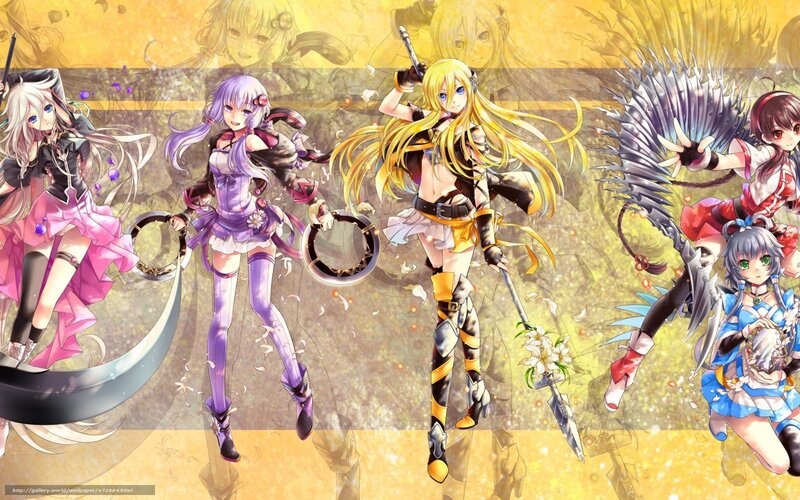 Anime Girls with Weapons — Yellow, Dramatic, Wings