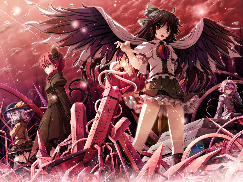 Anime Girls with Wings — Red